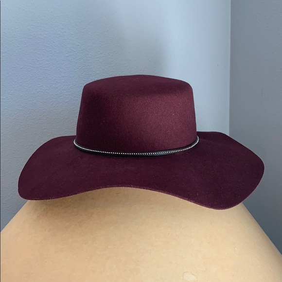 burgundy wool floppy hat